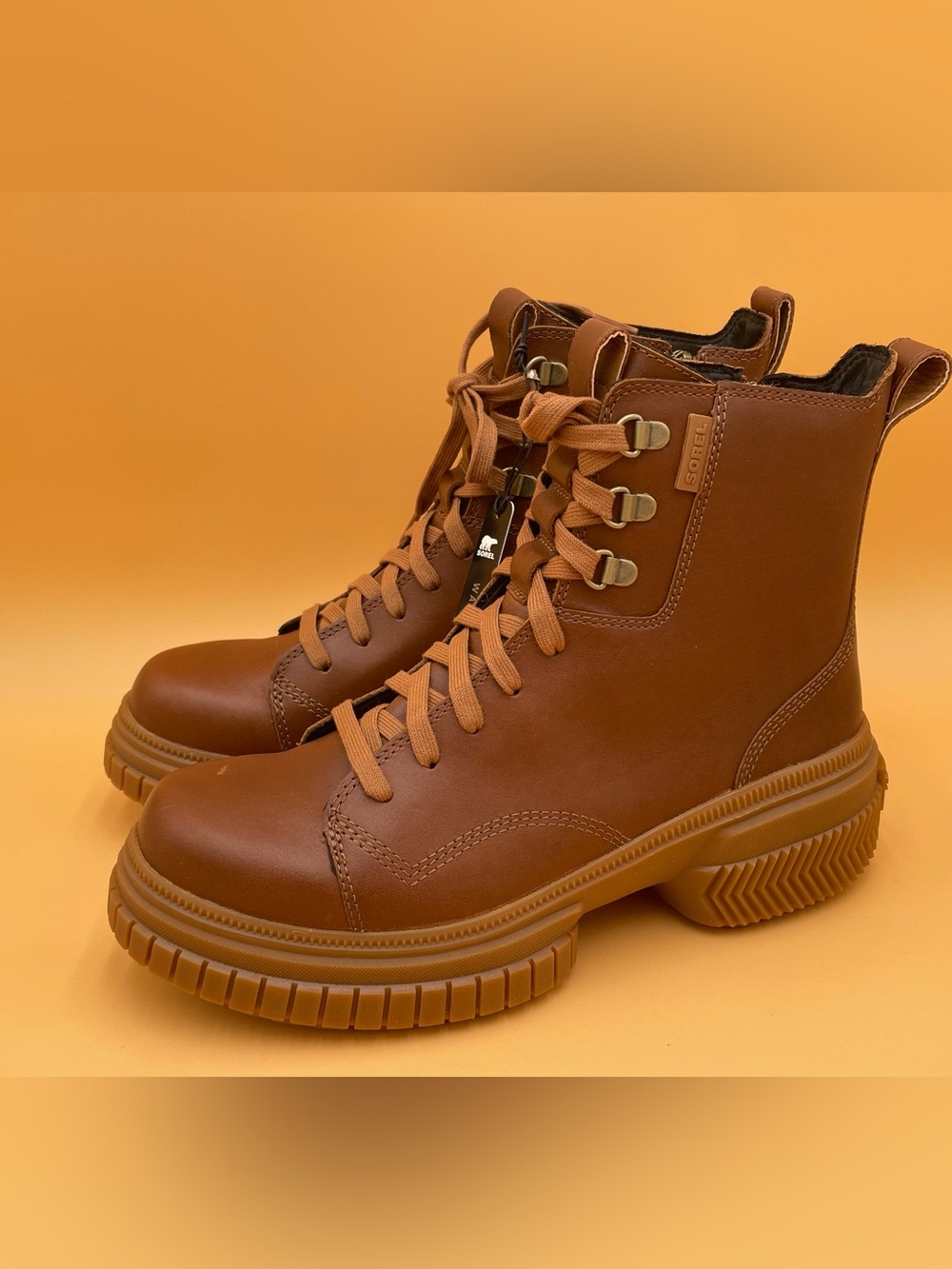 Size 9.5 Sorel Women Ona Ave Boots Lace Waterproof Velvet Tan Gum